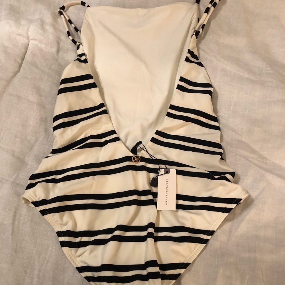 Anthropologie one-piece swim with low v back.
